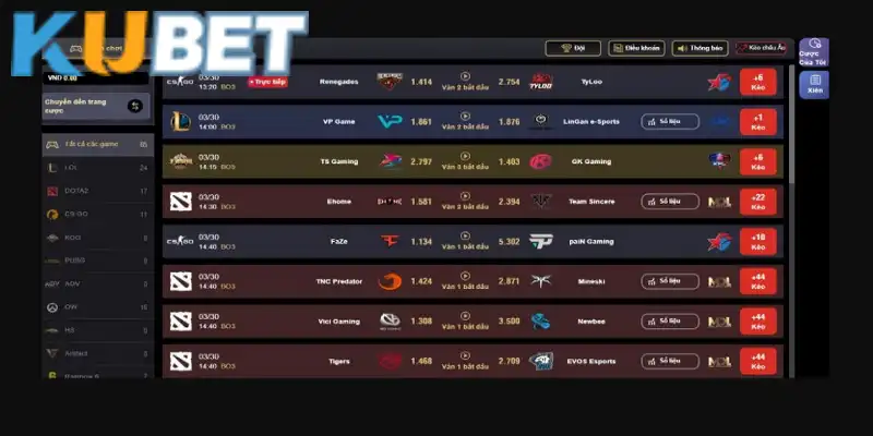 Cá cược esport dần trở nên quen thuộc tại Kubet
